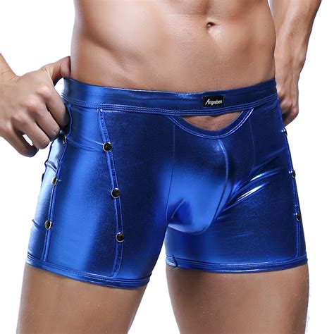 sexy men s faux leather underwear boxer briefs bulge pouch wetlook shorts trunks ebay