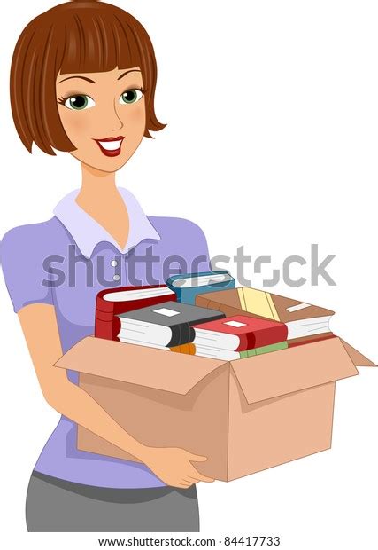 illustration girl carrying donation box full stock vector royalty free 84417733