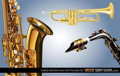 Saxophone And Trumpet Free Vector Download Free Vector Art Free Vectors