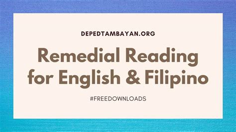 Grade 1 Remedial Reading In Filipino