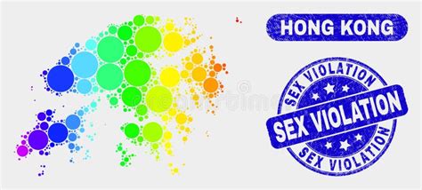 Bright Mosaic Hong Kong Map And Scratched Sex Violation Seal Stock Vector Illustration Of