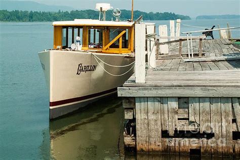 Old Time Tour Boat At Dock In Shoreham Vermont On Lake Champlain Lake