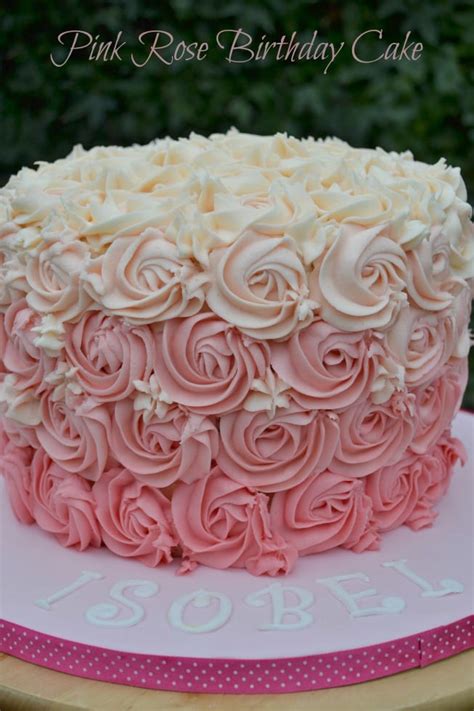 Every birthday demands a great birthday cake. Pink Rose Ombre Buttercream Swirl Birthday Cake