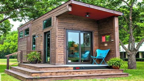 Gorgeous Rustic Modern Tiny House With Dark Stained Wood And 2 Full Glass