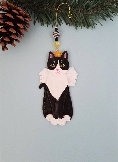 Tuxedo Cat Angel Ornament Personalized Cat Memorial Cat Etsy Hand