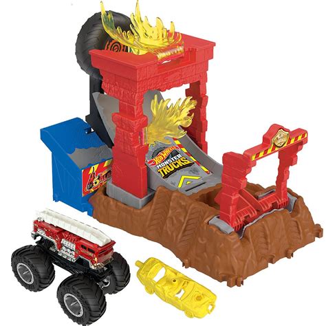 Hot Wheels Monster Trucks Arena Smashers Alarm Fire Crash Challenge