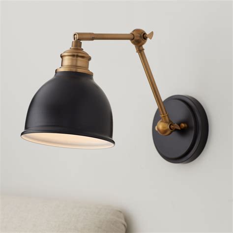 Barnes And Ivy Modern Swing Arm Wall Lamp Black Antique Brass