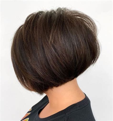 Short Stacked Brunette Bob Stacked Haircuts Thick Hair Styles Bob