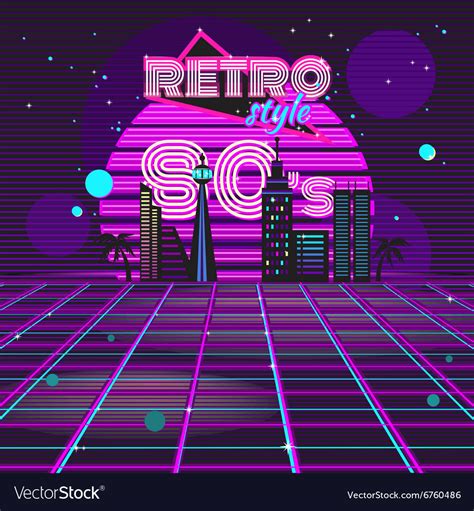 Retro Style 80s Disco Design Neon Royalty Free Vector Image