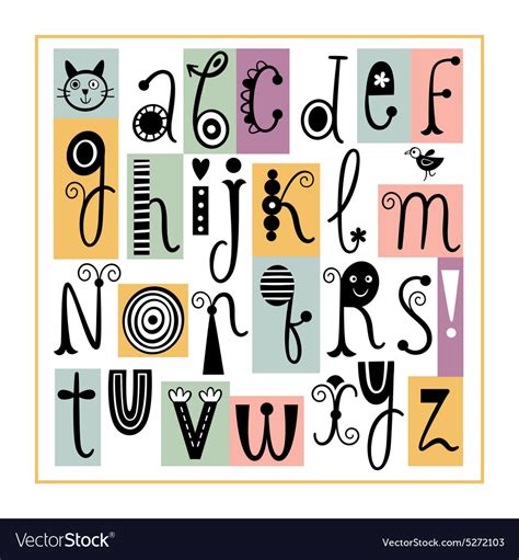 Whimsical English Alphabet Cute Stylish Letters Vector Image