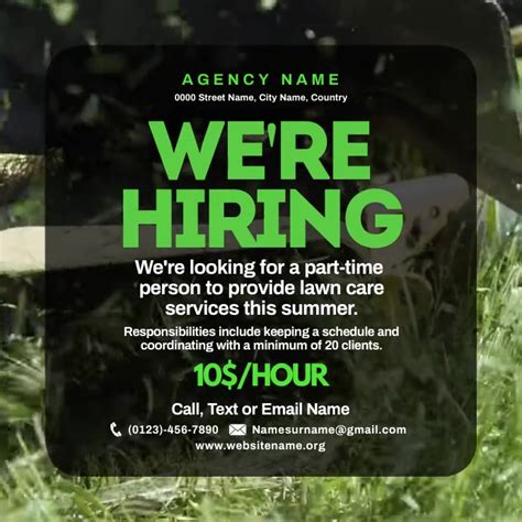 Lawn Care Service Hiring Ad Post Template Postermywall
