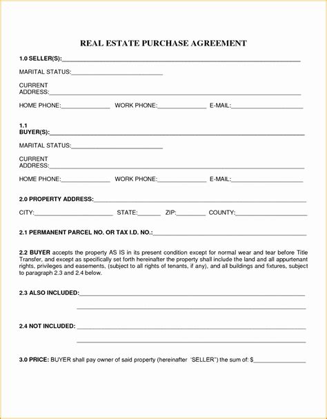 Property Purchase Simple Land Purchase Agreement Form Pdf