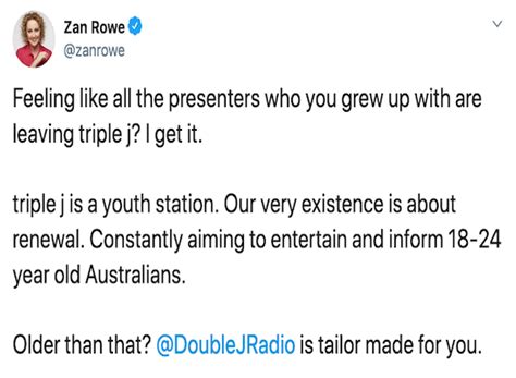 Zan Rowe S Triple J Tweet Stirs Debate About The Youth Broadcaster Radioinfo Australia