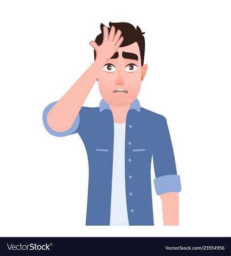 Man Surprised Head For Mistake Royalty Free Vector Image