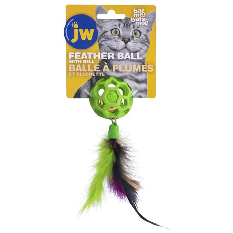 Jw Cataction Feather Ball With Bell Dýrabær