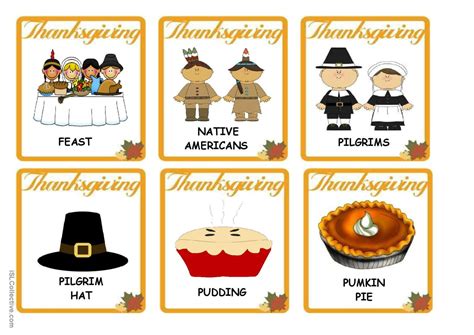 Thanksgiving Vocabulary Flash Card English Esl Worksheets Pdf And Doc