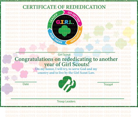 Editable Girl Scout Rededication Certificate 8x10 Print Etsy