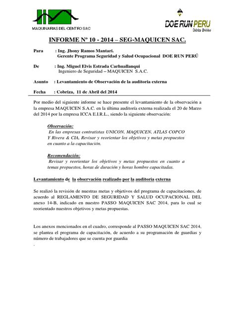 Informe N 10 Levantamiento De Observaciones Auditoria Externa