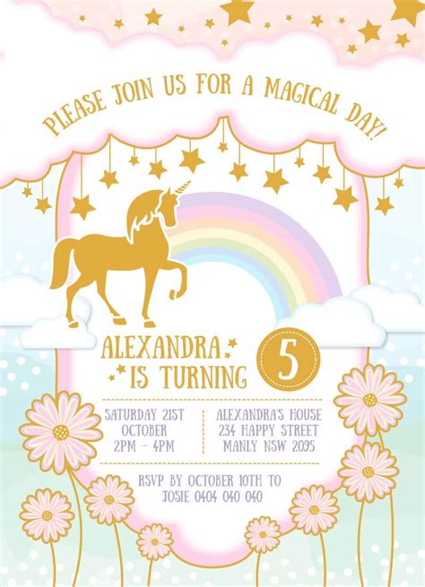 magical unicorn invitation mp birthday invitations