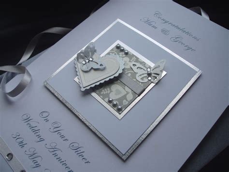 Handmade Silver Wedding Anniversary Card Handmade Cards Silver