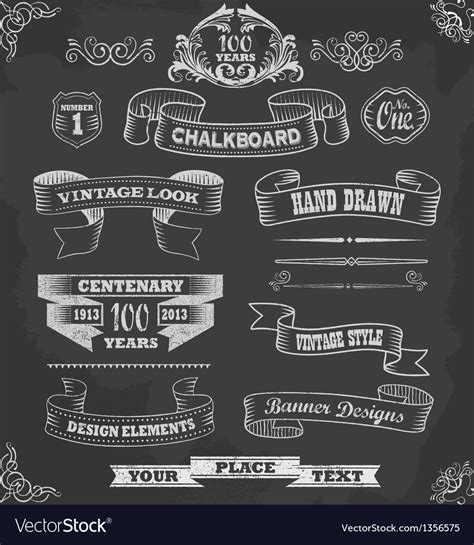 Chalkboard Calligraphy Banners Royalty Free Vector Image