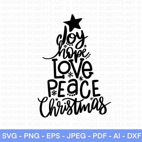 Christmas Tree Svg Joy Svg Peace Svg Love Svg Christmas Etsy Uk