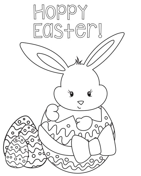 Happy rabbit with chocolate egg. Cute Bunny Coloring Pages To Print at GetColorings.com ...