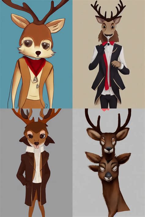 Cute Art Of An Anthro Furry Deer Character In 34 View Stable Diffusion