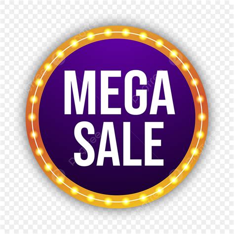 Mega Sale Discount Vector Art Png Round Neon Style Mega Sale Discount