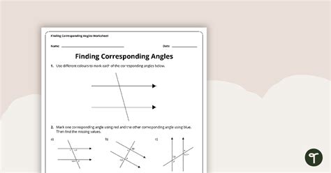 Finding Corresponding Angles Worksheet Teach Starter