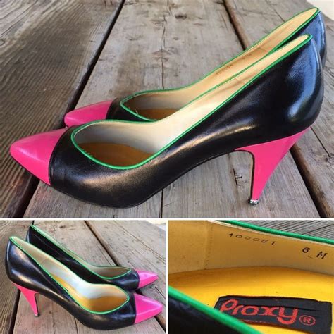 Vintage Proxy 1980s Color Block Pumps High Heel Shoes 8 M 80s 90s