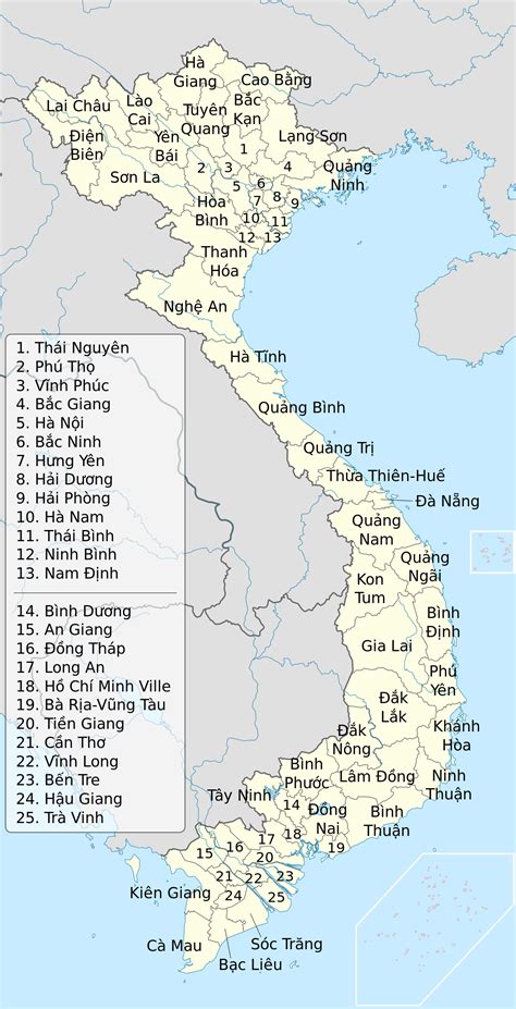 Viêt Nam Provinces Carte