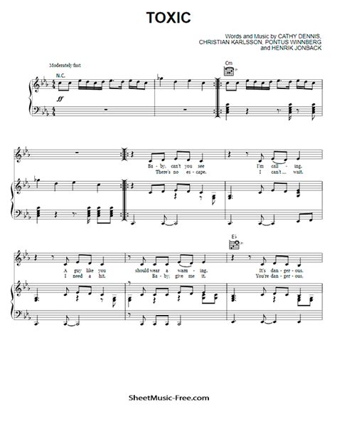 Download Toxic Sheet Music Pdf Britney Spears Download