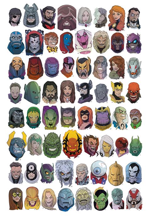 Headshots 13x19 Marvel Villains Print 1 Craig Rousseau