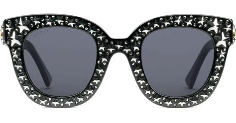 gucci star embellished sunglasses in black lyst