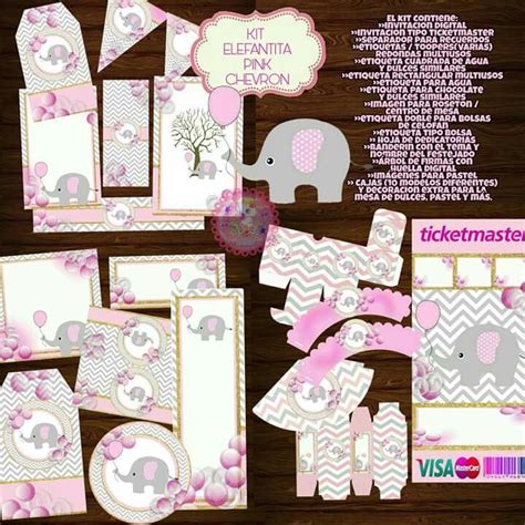 Kit Imprimible Tema Elefantita Pink Chevron Siguenos En Facebook Kits