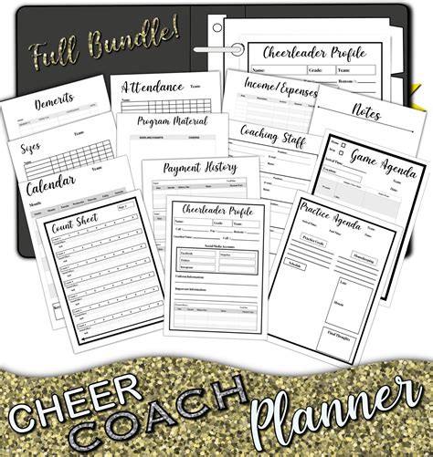 Cheerleading Coach Binder Printable Digital Planning Cheer Coach