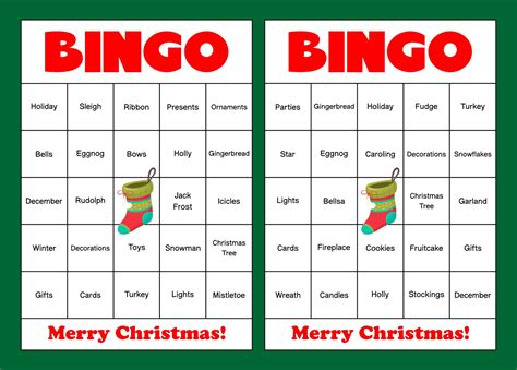 Christmas Bingo Cards Printable Free C53
