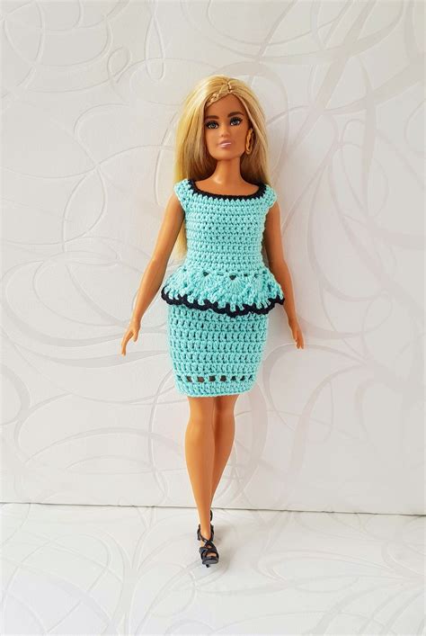 Curvy Barbie Clothes Fashionistas Barbie Crochet Dress Top Skirt For
