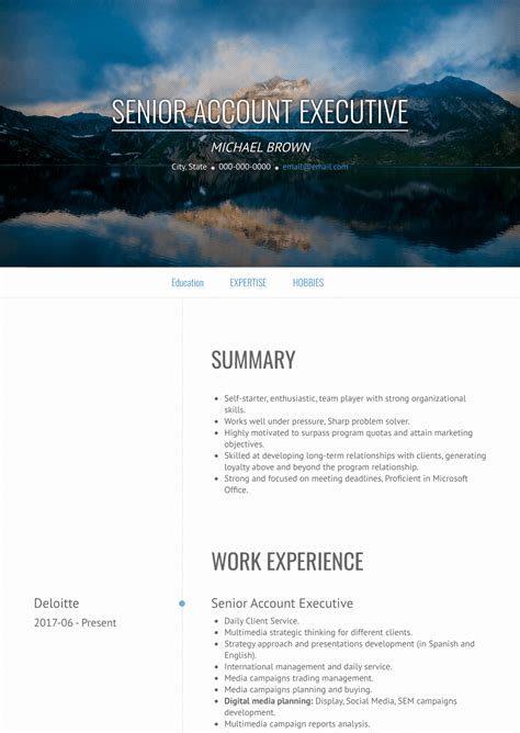 See resume examples for 187 professions. Accounts Executive - Resume Samples and Templates | VisualCV