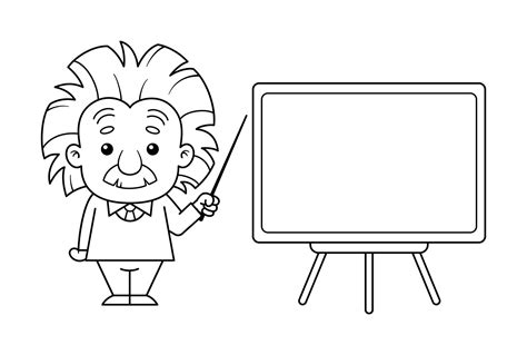 Personagem De Desenho Animado Preto E Branco De Albert Einstein Com