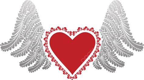 Vector Painted Red Heart With Wings Design Love Drawing Vector Design