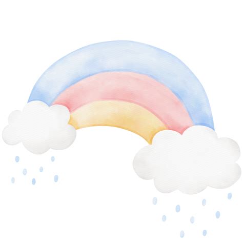 Rainbow Clouds Watercolor Illustration Png