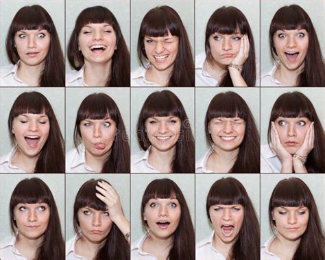 Collage Of Different Emotions On The Face Of The Girl Stock Image