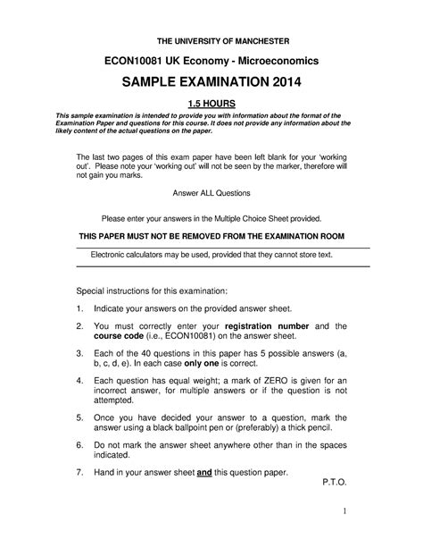 Sample Exam 2014 Questions And Answerspdf Econ10081 Studocu