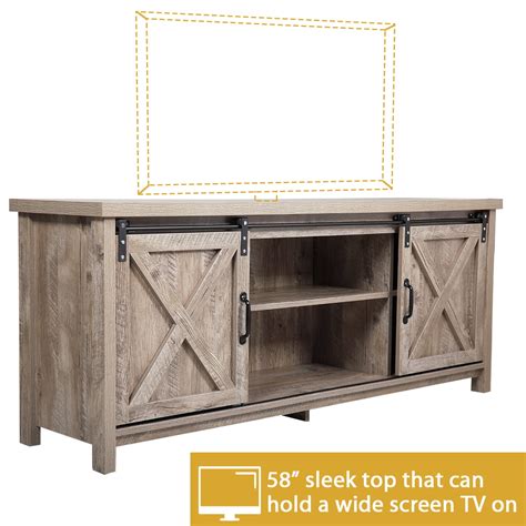 Jaxpety 58 Farmhouse Sliding Barn Door Tv Stand For Tvs Up To 60
