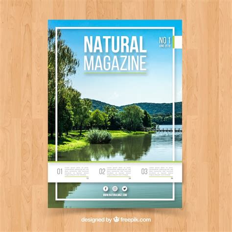 Nature Magazine Cover Template With Photo Free Vector