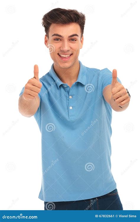 Man In Blue Shirt Smiling Stock Image Image Of Handsome 67832661