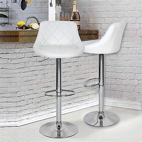 Sunseen White Counter Height Bar Stools Set Of 2 Pu Leather Bar Counter
