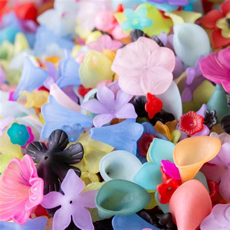 Assorted Frosted Flower Beads In Mixes Shapes Sizes And Color Etsy